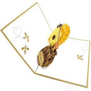 PopLife Beehive and Honeypot Pop Up Card for your HONEY! - Mothers Day Pop Up, Anniversary Card, Happy Birthday, Just Because, Gift for Her - Husband for Wife, for Daughter, for Son, for Grandkids