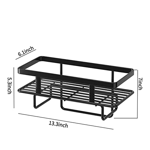 2 Tier Over The Toilet Storage Cabinet,Easy Assemble Metal Shelving Unit,Bathroom Rack,Shower Shelf for Organizing Paper and Shampoo Towels,Space Saver with Wall Mounting,No Drilling (1-Tier Black)