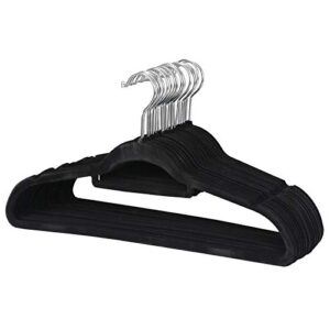 ZenStyle 100 Pack Ultra Thin Velvet Hangers - Non Slip Black Clothes Suit Hangers, 360 Degree Swivel Hook, Velvet Flocked Surface