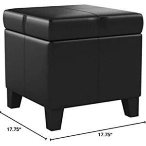 FIRST HILL FHW Living Storage Ottoman, Small, Black