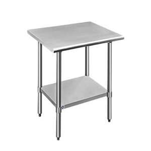 rockpoint stainless steel table for prep & work 30x24 inches, nsf metal commercial kitchen table with adjustable under shelf and table foot for restaurant, home and hotel