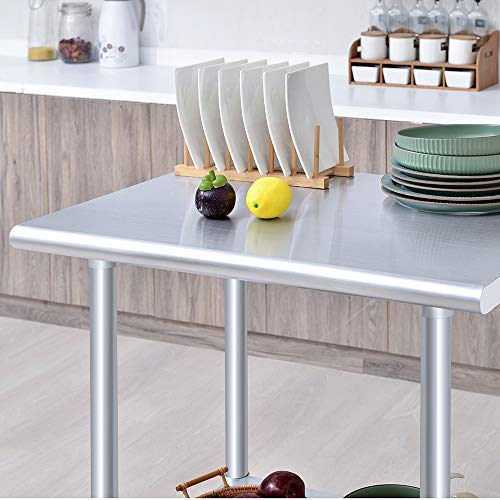 ROCKPOINT Stainless Steel Table for Prep & Work 30x24 Inches, NSF Metal Commercial Kitchen Table with Adjustable Under Shelf and Table Foot for Restaurant, Home and Hotel