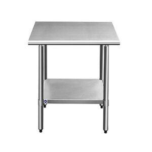 ROCKPOINT Stainless Steel Table for Prep & Work 30x24 Inches, NSF Metal Commercial Kitchen Table with Adjustable Under Shelf and Table Foot for Restaurant, Home and Hotel