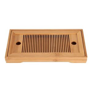 Bamboo Tea Tray,Delaman 10.63 * 5.51 * 1.18inch Reservoir Type Bamboo Tea Tray,Mini Bamboo Chinese Kongfu Tea Table Serving, Serving Tray Box Reservoir & Drainage Type for Teahouse