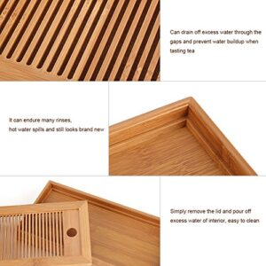 Bamboo Tea Tray,Delaman 10.63 * 5.51 * 1.18inch Reservoir Type Bamboo Tea Tray,Mini Bamboo Chinese Kongfu Tea Table Serving, Serving Tray Box Reservoir & Drainage Type for Teahouse