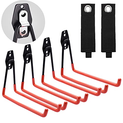 PHUNAYA Garage Storage Utility Hooks,Wall Mount&Heavy Duty Garage Hanger & Organizer to Handle Ladder, Hold Chairs,with Premium Steel to Hang Heavy Tools for Up to 55lbs(4Pack*7.5Inch)