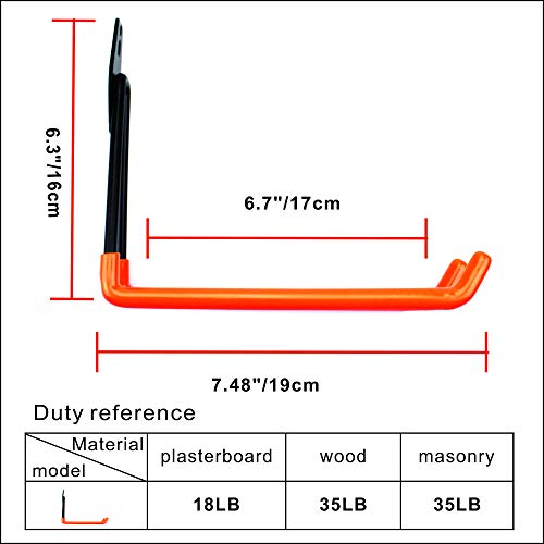 PHUNAYA Garage Storage Utility Hooks,Wall Mount&Heavy Duty Garage Hanger & Organizer to Handle Ladder, Hold Chairs,with Premium Steel to Hang Heavy Tools for Up to 55lbs(4Pack*7.5Inch)