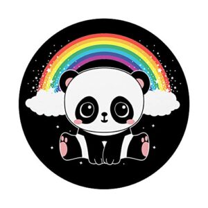 Cute Panda Kawaii Panda Bear With Rainbow PopSockets Swappable PopGrip