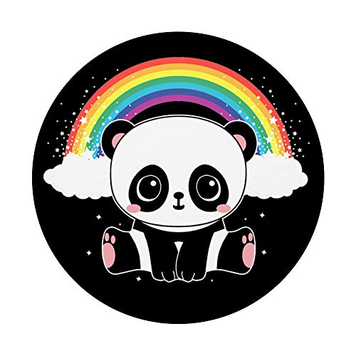 Cute Panda Kawaii Panda Bear With Rainbow PopSockets Swappable PopGrip