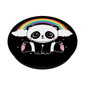 Cute Panda Kawaii Panda Bear With Rainbow PopSockets Swappable PopGrip