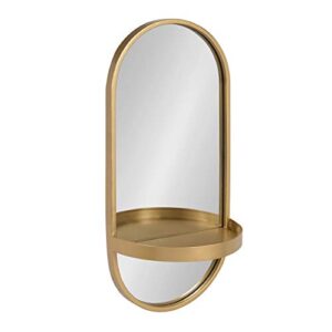 kate and laurel estero modern metal wall mirror with shelf, gold
