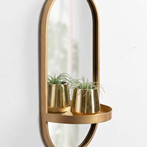 Kate and Laurel Estero Modern Metal Wall Mirror With Shelf, Gold