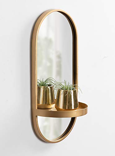 Kate and Laurel Estero Modern Metal Wall Mirror With Shelf, Gold