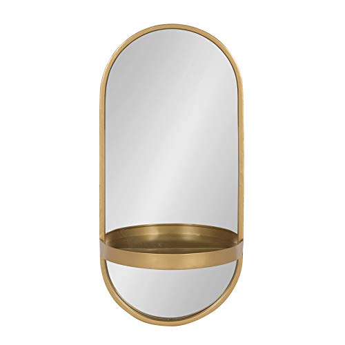 Kate and Laurel Estero Modern Metal Wall Mirror With Shelf, Gold