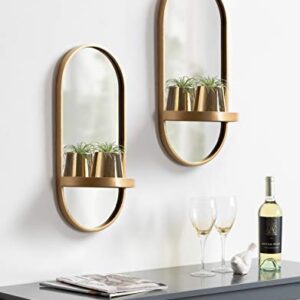 Kate and Laurel Estero Modern Metal Wall Mirror With Shelf, Gold
