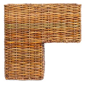 BirdRock Home Stair Basket for Staircases - Wicker Woven Storage Bin for Stairs - Natural Brown Organizer Baskets - Cut Out Handles - Reduce Clutter