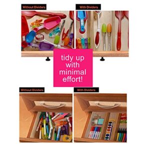 Bamboo Kitchen Drawer Dividers - Adjustable Spring Loaded Drawer Organizers - Drawer separator for Kitchen Utensils, Bedroom Clothes Dresser, Bathroom, and Office - Expands from 17.5" - 22" - 5 Pack