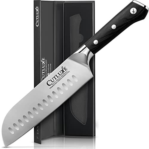 Cutluxe Santoku Knife – 7" Chopping Knife, Vegetable Knife – Forged High Carbon German Steel – Full Tang & Razor Sharp – Ergonomic Handle Design – Artisan Series