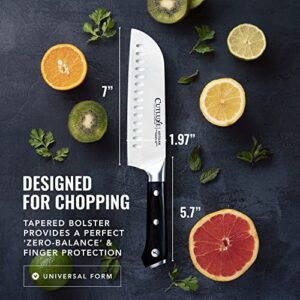Cutluxe Santoku Knife – 7" Chopping Knife, Vegetable Knife – Forged High Carbon German Steel – Full Tang & Razor Sharp – Ergonomic Handle Design – Artisan Series