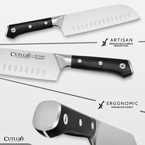 Cutluxe Santoku Knife – 7" Chopping Knife, Vegetable Knife – Forged High Carbon German Steel – Full Tang & Razor Sharp – Ergonomic Handle Design – Artisan Series