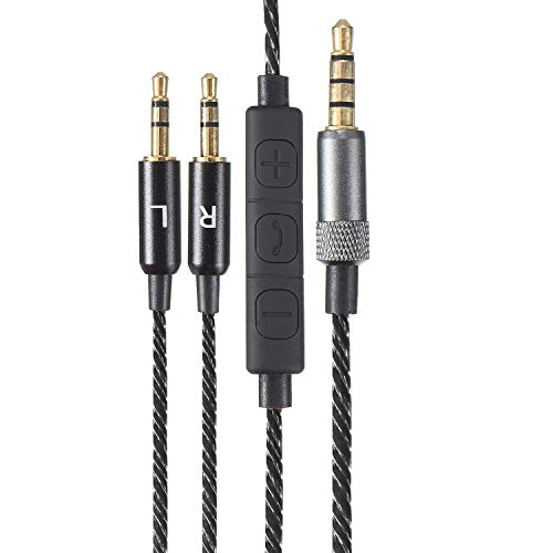 Tobysome Replacement Cable Cord for Sol Republic Master Tracks HD/Tracks HD2/Sol Republic V8/Sol Republic V10/Sol Republic 12/Sol Republic X3 (Remote Volume & Microphone Cable -Black)