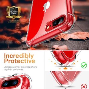 CANSHN Clear Designed for iPhone 8 Plus Case & iPhone 7 Plus Case, [Military Drop Protection] [Not Yellowing] Shockproof Protective Phone Case with Soft TPU Bumper, Slim Thin Case for iPhone 7/8 Plus