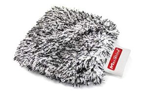 maxshine mixed color white & black microfiber wash mitt for car detailing, home window cleaning