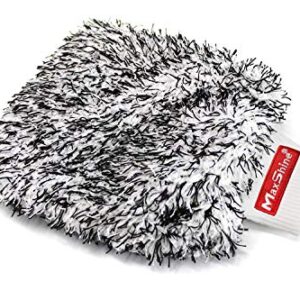 Maxshine Mixed Color White & Black Microfiber Wash Mitt for Car Detailing, Home Window Cleaning