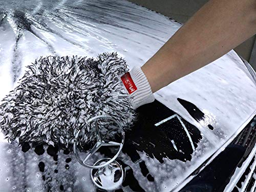 Maxshine Mixed Color White & Black Microfiber Wash Mitt for Car Detailing, Home Window Cleaning