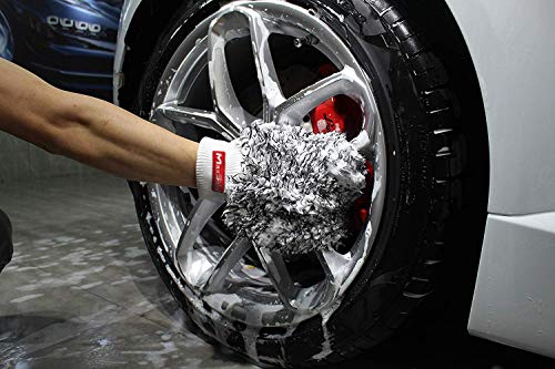 Maxshine Mixed Color White & Black Microfiber Wash Mitt for Car Detailing, Home Window Cleaning