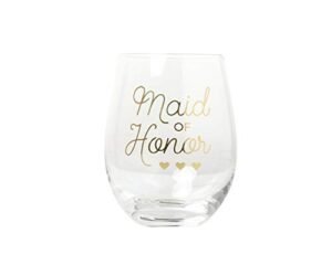 kate & milo maid of honor' wine glass moh gifts from bride, bachelorette party accessories, 1 count (pack of 1)