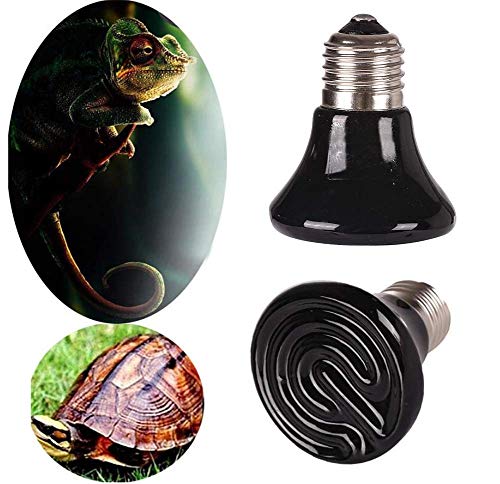 MaoTopCom 25 Watt Mini Black Reptile Heat Lamp Bulb 2 Pack 25W 60MM Pet Infrared Ceramic Heat Emitter for Brooder Coop Lizard Lambs Snake No Light, AC 110V