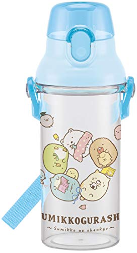 Skater PSB5KD Children's Water Bottle, Clear Bottle, 16.2 fl oz (480 ml), Sumikko Gurashi Obenkyo, Width 3.7 x Diameter 3.1 x Height 8.3 inches (9.5 x 7.9 x 21 cm), Girls, Made in Japan