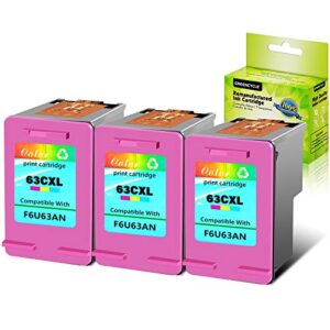 greencycle re-manufactured 63xl 63cxl ink cartridge compatible for hp envy 4520 4510 4528 officejet 4650 4658 3830 5255 5258 deskjet 1110 2136 3636, with new version chip (tir-color, 3 pack)