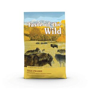 taste of the wild high prairie canine grain-free recipe with roasted bison and venison adult dry dog food, made with high protein from real meat and guaranteed nutrients and probiotics 28lb