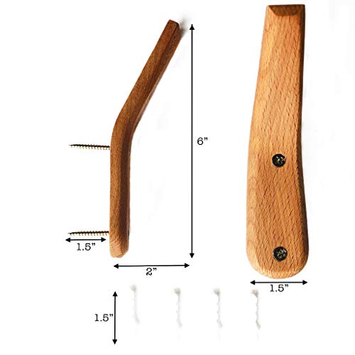 Coat Rack Hooks UMZi Wall Mounted Handmade Beech Wood Hook (Pack of 2)Modern Wooden Hat Rack Entryway Organizer Bathroom Hanger Rustic Towel Hangers Home and Kitchen Use Pegs(Pack of 2)(Natural Beech)