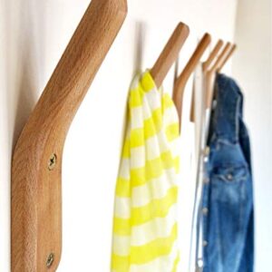 Coat Rack Hooks UMZi Wall Mounted Handmade Beech Wood Hook (Pack of 2)Modern Wooden Hat Rack Entryway Organizer Bathroom Hanger Rustic Towel Hangers Home and Kitchen Use Pegs(Pack of 2)(Natural Beech)