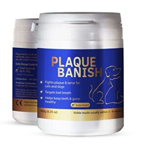 Plaque Banish 100% Natural Plaque Off & Tartar Remover For Dogs & Cats | Freshen Breath For Dogs & Cats | 6.3oz (180g) | Support Healthy Gums & Promote Dental Health | Prevent Plaque & Tartar Build Up