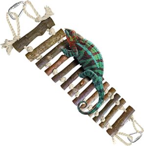 sungrow gecko wooden ladder bridge, 14” customizable, versatile enrichment exercise gym, increase living vertical space for geckos, hermit crabs, and pocket pets