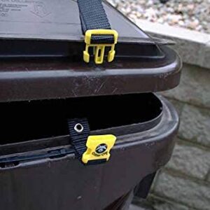 Critter Clip Universal Lid Locking System for Outdoor Garbage Cans to Stop Raccoons, Pets and Wind. Simple to Install Kit, Heavy Duty Lid Lock, Easy Single Hand Release.