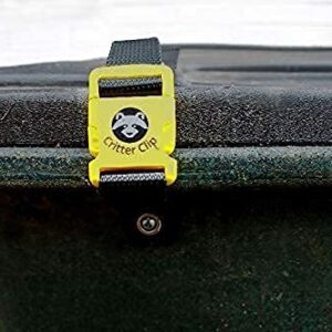 Critter Clip Universal Lid Locking System for Outdoor Garbage Cans to Stop Raccoons, Pets and Wind. Simple to Install Kit, Heavy Duty Lid Lock, Easy Single Hand Release.