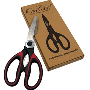 Kitchen Shears, Chef Scissors, Poultry Shears, Meat Shears, Kitchen Scissors with Premium Stainless Steel Blades & Sure-Grip Ergonomic Handles (Red 2-Pack)