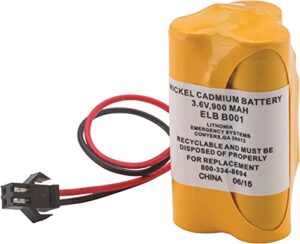 lithonia lighting elb b001 rechargeable nickel cadmium battery, 3.6 volts, 900 mah