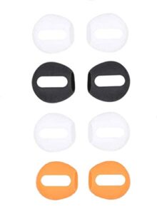 ear cover ear tips for airpods, bluewall ultra thin fit in charging case earbud covers for airpods, 4 pairs, black/white/clear/orange