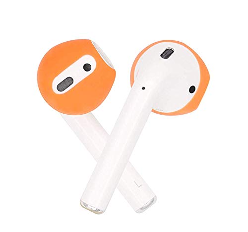 Ear Cover Ear Tips for Airpods, BLUEWALL Ultra Thin Fit in Charging Case Earbud Covers for Airpods, 4 Pairs, Black/White/Clear/Orange