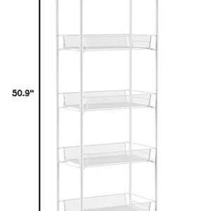 5-Tiered Narrow Rolling Storage Shelves - Mobile Space Saving Utility Organizer Cart for Kitchen, Bathroom, Laundry, Garage or Office by Lavish Home