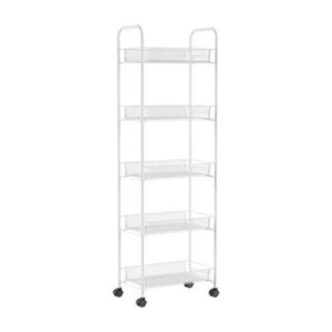 5-tiered narrow rolling storage shelves - mobile space saving utility organizer cart for kitchen, bathroom, laundry, garage or office by lavish home