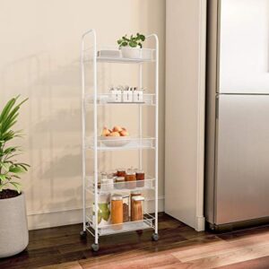 5-Tiered Narrow Rolling Storage Shelves - Mobile Space Saving Utility Organizer Cart for Kitchen, Bathroom, Laundry, Garage or Office by Lavish Home