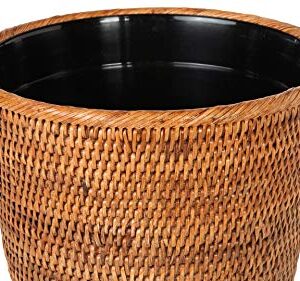 Mekomy La Jolla Rattan Plastic Insert, Honey-Brown Waste Basket