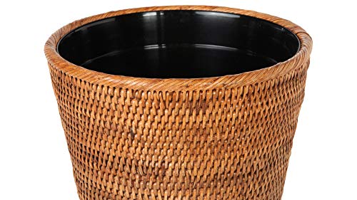 Mekomy La Jolla Rattan Plastic Insert, Honey-Brown Waste Basket